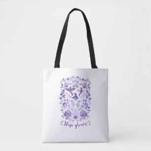 Hope Grows – Lavender Linocut Bird Inspirational Tote Bag