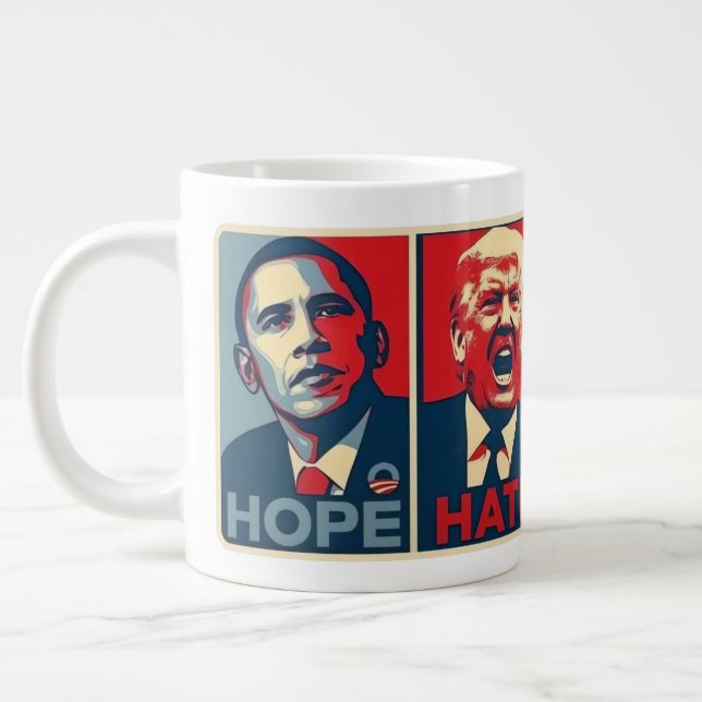 Hope Hate Heal Grow Harris Walz Election 2024 Large Coffee Mug (Left)