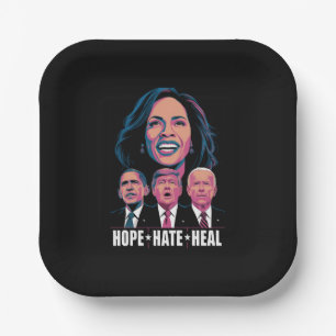 Hope Hate Heal Rise Kamala 2024 Paper Plate