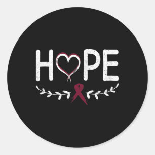 Hope Heart Burgundy Ribbon Brain Aneurysm  Classic Round Sticker