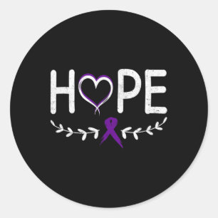 Hope Heart Purple Ribbon Pancreatic Cancer Classic Round Sticker