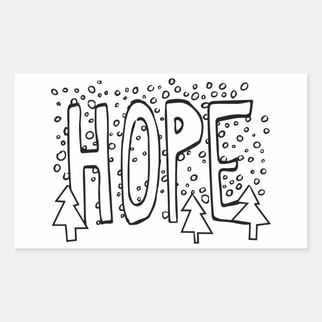Hope Holiday Colour-It-Yourself Snowy Pine  Rectangular Sticker (Front)