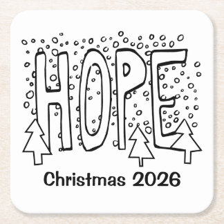 Hope Holiday Personalised Square Paper Coaster