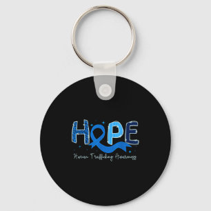 Hope Human Trafficking Awareness Blue Ribbon Key Ring