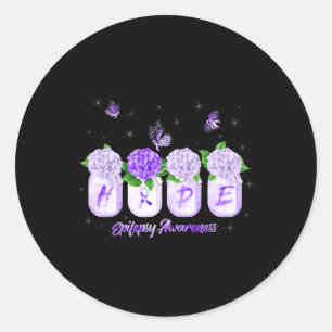 Hope Hydrangea Flower Butterfly Epilepsy Awareness Classic Round Sticker