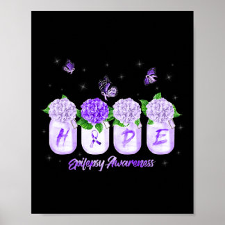 HOPE Hydrangea Flower Butterfly Epilepsy Awareness Poster