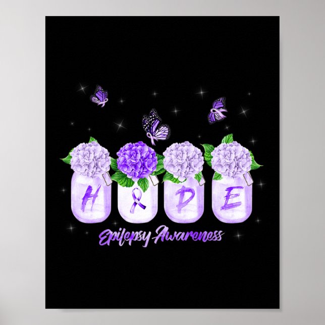 HOPE Hydrangea Flower Butterfly Epilepsy Awareness Poster (Front)
