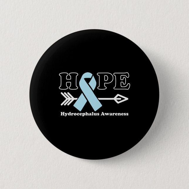 Hope - Hydrocephalus Awareness Light Blue Ribbon  6 Cm Round Badge (Front)