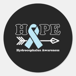 Hope - Hydrocephalus Awareness Light Blue Ribbon  Classic Round Sticker