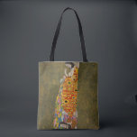 Hope II by Gustav Klimt, Vintage Art Nouveau Tote Bag<br><div class="desc">Hope II (1907/08) by Gustav Klimt is a vintage Victorian Era Symbolism fine art painting featuring a pregnant lady looking down over her large belly towards a human skull. There are three women near her feet woven into the intricate pattern of her robe. The woman has exposed breasts and is...</div>