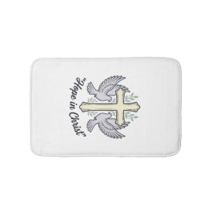 Hope in Christ Dove Cross Vintage Christian Design Bath Mat