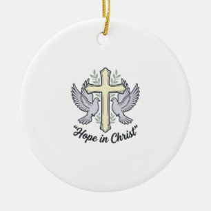 Hope in Christ Dove Cross Vintage Christian Design Ceramic Tree Decoration
