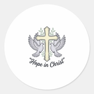 Hope in Christ Dove Cross Vintage Christian Design Classic Round Sticker