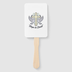 Hope in Christ Dove Cross Vintage Christian Design Hand Fan