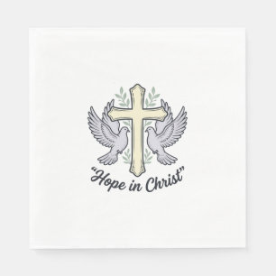 Hope in Christ Dove Cross Vintage Christian Design Napkin