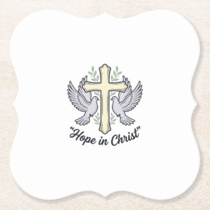 Hope in Christ Dove Cross Vintage Christian Design Paper Coaster