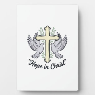 Hope in Christ Dove Cross Vintage Christian Design Plaque