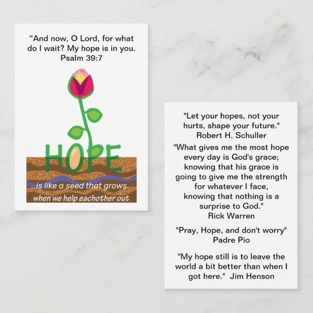 Hope inspirational quotes  business card (Front/Back)