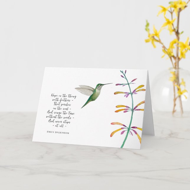 "Hope is" Hummingbird Card (Yellow Flower)