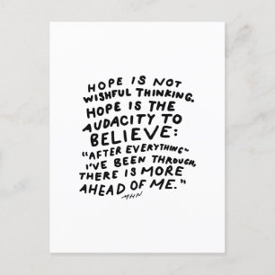 Hope is not wishful thinking - inspirational quote postcard