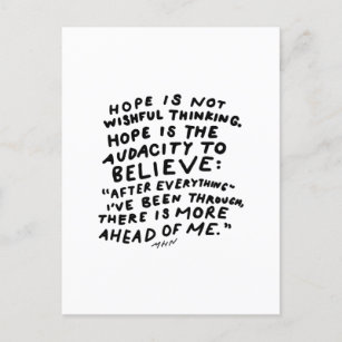 Hope is not wishful thinking - inspirational quote postcard