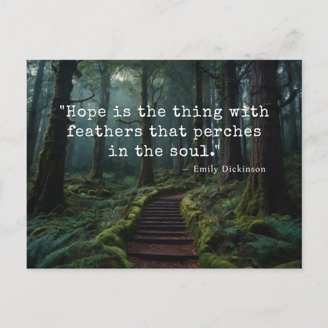 "Hope Is the Thing with Feathers" Emily D Postcard (Front)