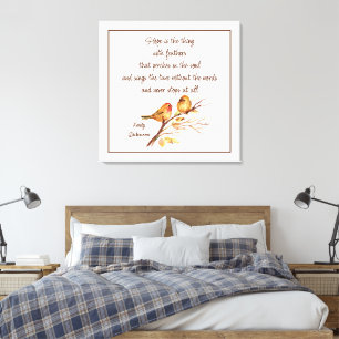Hope is the Thing with Feathers Inspirational Poem Canvas Print