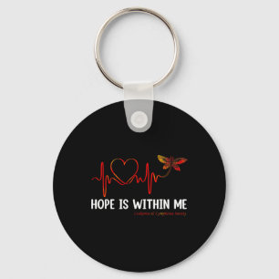 Hope Is Within Me Heartbeat Butterfly Blood Cancer Key Ring