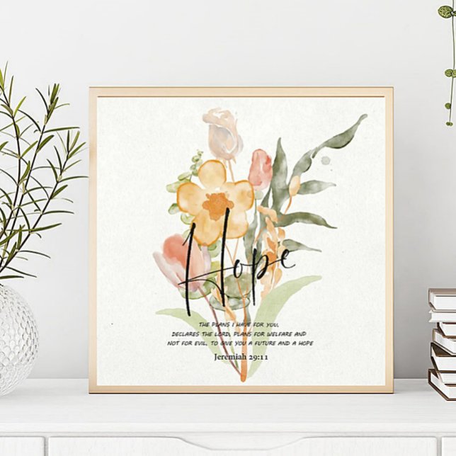 Hope-Jeremiah 29:11 orange floral Poster (Creator Uploaded)
