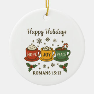 Hope Joy Peace and Cocoa Ceramic Tree Decoration