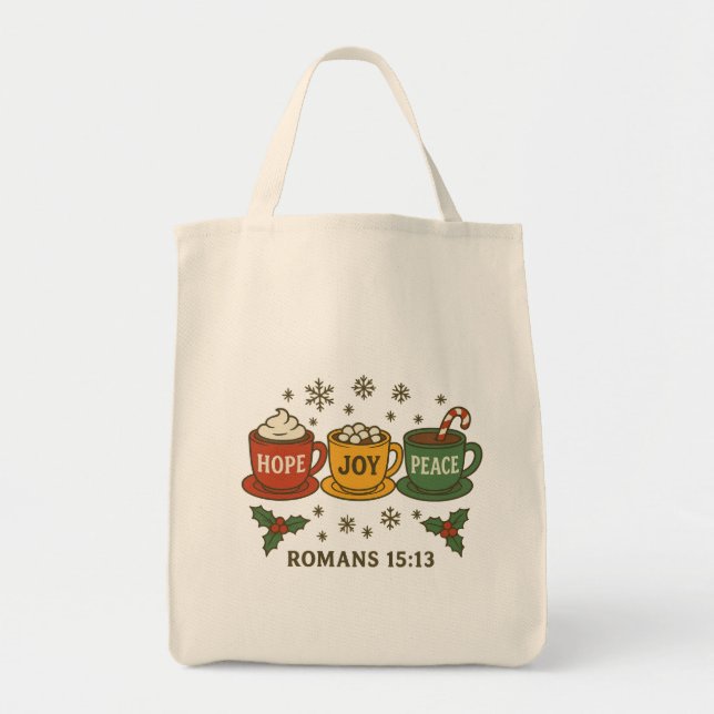Hope joy Peace and Cocoa Tote Bag (Front)