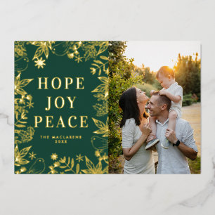 Hope Joy Peace Green and Gold Religious Photo