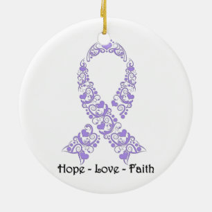 Hope Lavender Awareness Ribbon Ceramic Tree Decoration