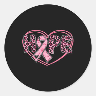 Hope Leopard Breast Cancer Awareness Heart Pink Ri Classic Round Sticker
