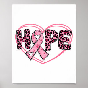 Hope Leopard Breast Cancer Awareness Heart Pink Ri Poster