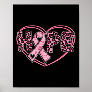 Hope Leopard Breast Cancer Awareness Heart Pink Ri Poster