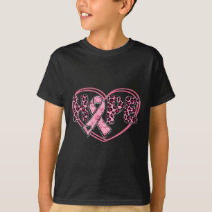 Hope Leopard Breast Cancer Awareness Heart Pink Ri T-Shirt