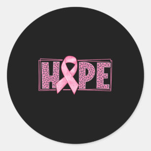 Hope Leopard Pink Ribbon Breast Cancer Awareness F Classic Round Sticker