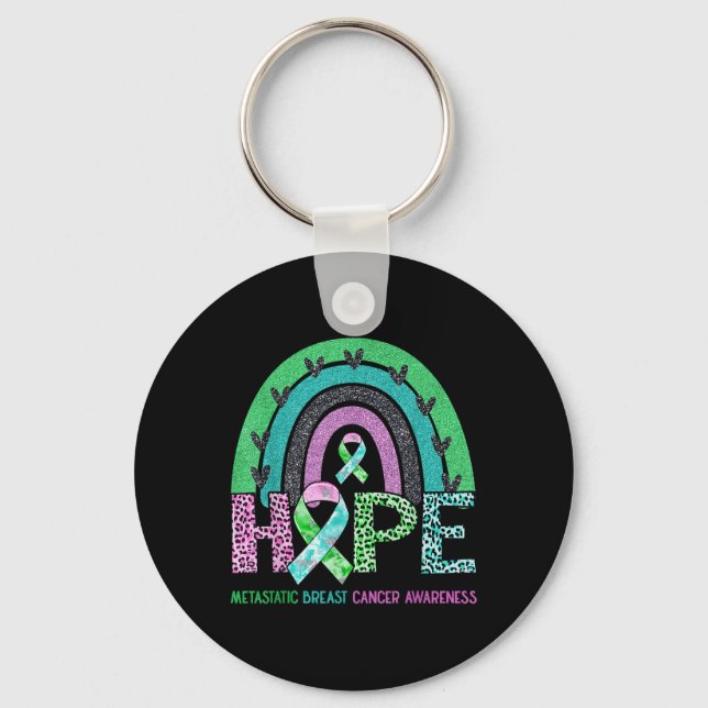 Hope Leopard Rainbow Metastatic Breast Cancer Awar Key Ring (Front)
