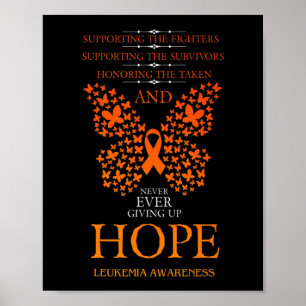 Hope Leukaemia Awareness Orange Ribbon Poster