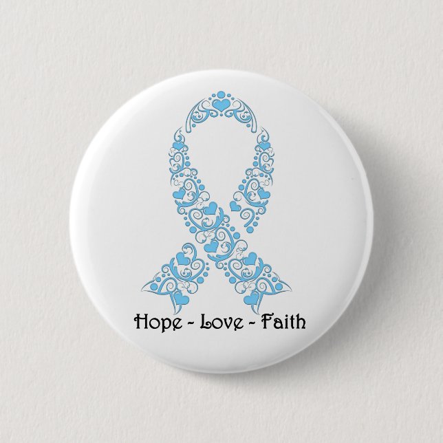 Hope Light Blue Awareness Ribbon 6 Cm Round Badge (Front)