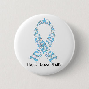 Hope Light Blue Awareness Ribbon 6 Cm Round Badge