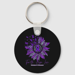 Hope Love Alzheimerheimer Awareness Flower Purple  Key Ring