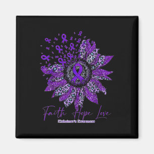 Hope Love Alzheimerheimer Awareness Flower Purple Magnet