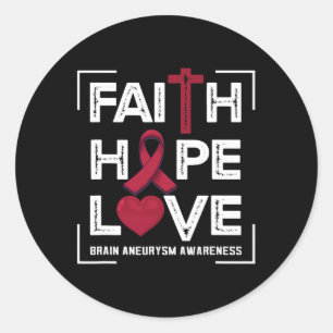Hope Love Brain Aneurysm Awareness 1 Classic Round Sticker