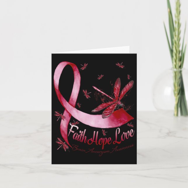 Hope Love Brain Aneurysm Awareness Dragonfly  Card (Front)