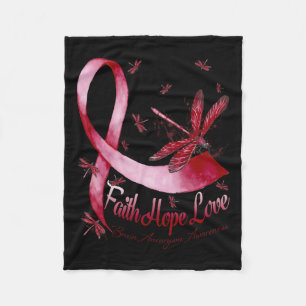 Hope Love Brain Aneurysm Awareness Dragonfly  Fleece Blanket