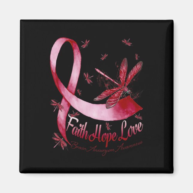 Hope Love Brain Aneurysm Awareness Dragonfly  Magnet (Front)