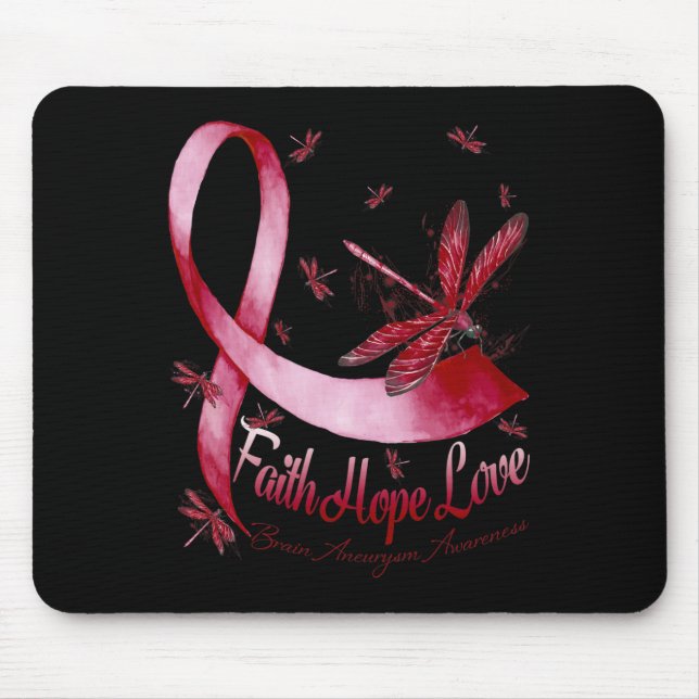 Hope Love Brain Aneurysm Awareness Dragonfly  Mouse Pad (Front)