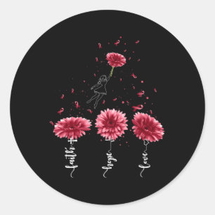 Hope Love Burgundy Sunflower Brain Aneurysm Awaren Classic Round Sticker